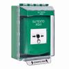 GLR181ZA-ES STI Green Indoor/Outdoor Low Profile Surface Mount w/ Sound Key-to-Reset Push Button with Non-Returnable Custom Text Label Spanish