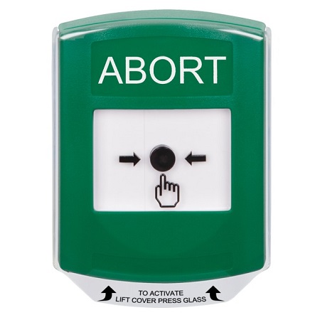 GLR1A1AB-EN STI Green Indoor Only Shield w/ Sound Key-to-Reset Push Button with ABORT Label English