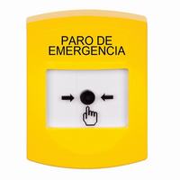 GLR201ES-ES STI Yellow Indoor Only No Cover Key-to-Reset Push Button with EMERGENCY STOP Label Spanish