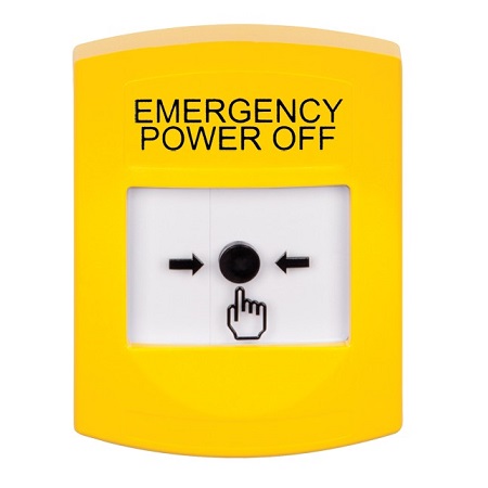 GLR201PO-EN STI Yellow Indoor Only No Cover Key-to-Reset Push Button with EMERGENCY POWER OFF Label English