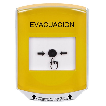 GLR221EV-ES STI Yellow Indoor Only Shield Key-to-Reset Push Button with EVACUATION Label Spanish
