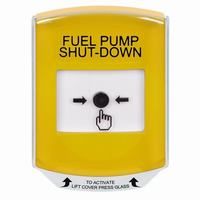 GLR221PS-EN STI Yellow Indoor Only Shield Key-to-Reset Push Button with FUEL PUMP SHUT-DOWN Label English
