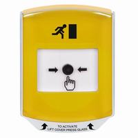 GLR221RM-EN STI Yellow Indoor Only Shield Key-to-Reset Push Button with Running Man Icon English