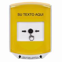 GLR221ZA-ES STI Yellow Indoor Only Shield Key-to-Reset Push Button with Non-Returnable Custom Text Label Spanish