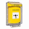 GLR231EV-ES STI Yellow Indoor/Outdoor Low Profile Flush Mount Key-to-Reset Push Button with EVACUATION Label Spanish