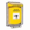 GLR231EX-ES STI Yellow Indoor/Outdoor Low Profile Flush Mount Key-to-Reset Push Button with EMERGENCY EXIT Label Spanish