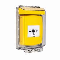 GLR231NT-EN STI Yellow Indoor/Outdoor Low Profile Flush Mount Key-to-Reset Push Button with No Text Label English