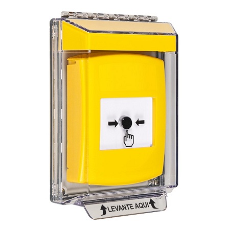 GLR231NT-ES STI Yellow Indoor/Outdoor Low Profile Flush Mount Key-to-Reset Push Button with No Text Label Spanish
