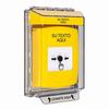 GLR231ZA-ES STI Yellow Indoor/Outdoor Low Profile Flush Mount Key-to-Reset Push Button with Non-Returnable Custom Text Label Spanish