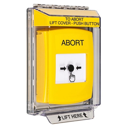 GLR241AB-EN STI Yellow Indoor/Outdoor Low Profile Flush Mount w/ Sound Key-to-Reset Push Button with ABORT Label English