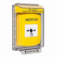 GLR241AB-ES STI Yellow Indoor/Outdoor Low Profile Flush Mount w/ Sound Key-to-Reset Push Button with ABORT Label Spanish