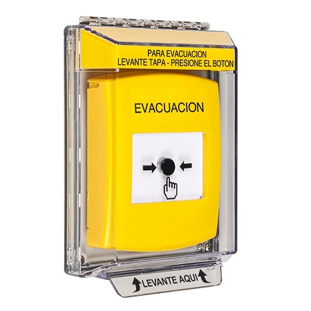 GLR241EV-ES STI Yellow Indoor/Outdoor Low Profile Flush Mount w/ Sound Key-to-Reset Push Button with EVACUATION Label Spanish