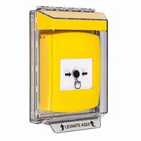 GLR241NT-ES STI Yellow Indoor/Outdoor Low Profile Flush Mount w/ Sound Key-to-Reset Push Button with No Text Label Spanish