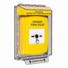 GLR241PX-ES STI Yellow Indoor/Outdoor Low Profile Flush Mount w/ Sound Key-to-Reset Push Button with PUSH TO EXIT Label Spanish
