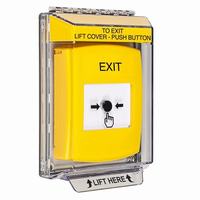 GLR241XT-EN STI Yellow Indoor/Outdoor Low Profile Flush Mount w/ Sound Key-to-Reset Push Button with EXIT Label English