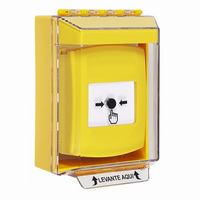 GLR271NT-ES STI Yellow Indoor/Outdoor Low Profile Surface Mount Key-to-Reset Push Button with No Text Label Spanish