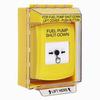 GLR271PS-EN STI Yellow Indoor/Outdoor Low Profile Surface Mount Key-to-Reset Push Button with FUEL PUMP SHUT-DOWN Label English