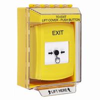 GLR271XT-EN STI Yellow Indoor/Outdoor Low Profile Surface Mount Key-to-Reset Push Button with EXIT Label English