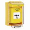 GLR271ZA-ES STI Yellow Indoor/Outdoor Low Profile Surface Mount Key-to-Reset Push Button with Non-Returnable Custom Text Label Spanish