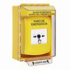 GLR281ES-ES STI Yellow Indoor/Outdoor Low Profile Surface Mount w/ Sound Key-to-Reset Push Button with EMERGENCY STOP Label Spanish