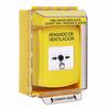 GLR281HV-ES STI Yellow Indoor/Outdoor Low Profile Surface Mount w/ Sound Key-to-Reset Push Button with HVAC SHUT-DOWN Label Spanish