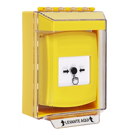 GLR281NT-ES STI Yellow Indoor/Outdoor Low Profile Surface Mount w/ Sound Key-to-Reset Push Button with No Text Label Spanish