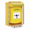 GLR281PS-ES STI Yellow Indoor/Outdoor Low Profile Surface Mount w/ Sound Key-to-Reset Push Button with FUEL PUMP SHUT-DOWN Label Spanish