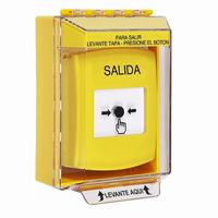 GLR281XT-ES STI Yellow Indoor/Outdoor Low Profile Surface Mount w/ Sound Key-to-Reset Push Button with EXIT Label Spanish