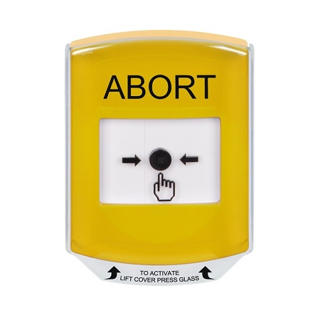 GLR2A1AB-EN STI Yellow Indoor Only Shield w/ Sound Key-to-Reset Push Button with ABORT Label English