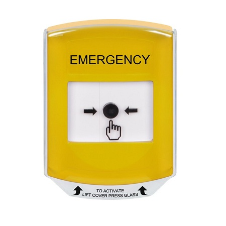 GLR2A1EM-EN STI Yellow Indoor Only Shield w/ Sound Key-to-Reset Push Button with EMERGENCY Label English