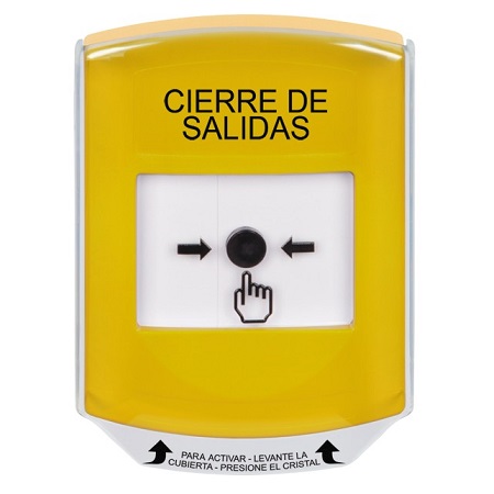 GLR2A1LD-ES STI Yellow Indoor Only Shield w/ Sound Key-to-Reset Push Button with LOCKDOWN Label Spanish
