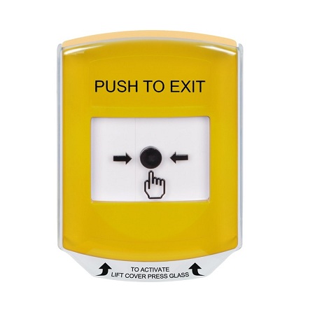 GLR2A1PX-EN STI Yellow Indoor Only Shield w/ Sound Key-to-Reset Push Button with PUSH TO EXIT Label English