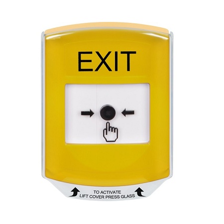 GLR2A1XT-EN STI Yellow Indoor Only Shield w/ Sound Key-to-Reset Push Button with EXIT Label English