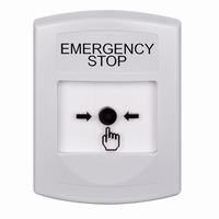 GLR301ES-EN STI White Indoor Only No Cover Key-to-Reset Push Button with EMERGENCY STOP Label English
