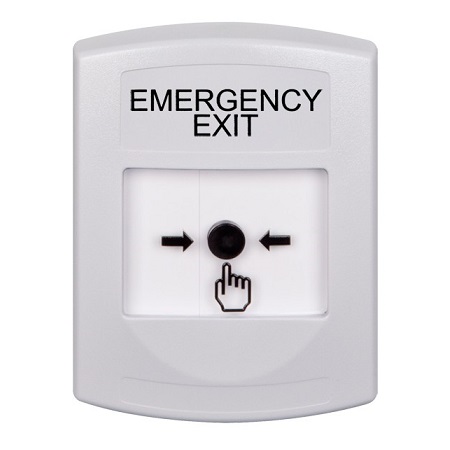 GLR301EX-EN STI White Indoor Only No Cover Key-to-Reset Push Button with EMERGENCY EXIT Label English