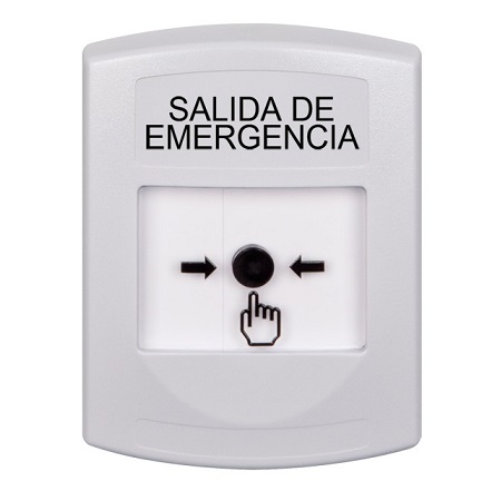 GLR301EX-ES STI White Indoor Only No Cover Key-to-Reset Push Button with EMERGENCY EXIT Label Spanish