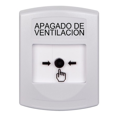 GLR301HV-ES STI White Indoor Only No Cover Key-to-Reset Push Button with HVAC SHUT-DOWN Label Spanish