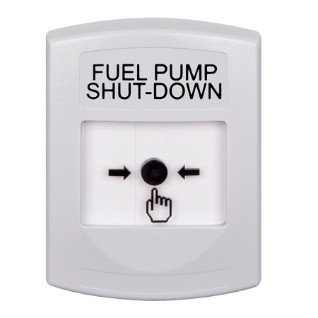 GLR301PS-EN STI White Indoor Only No Cover Key-to-Reset Push Button with FUEL PUMP SHUT-DOWN Label English