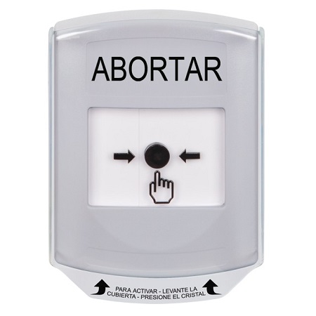 GLR321AB-ES STI White Indoor Only Shield Key-to-Reset Push Button with ABORT Label Spanish