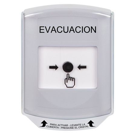GLR321EV-ES STI White Indoor Only Shield Key-to-Reset Push Button with EVACUATION Label Spanish