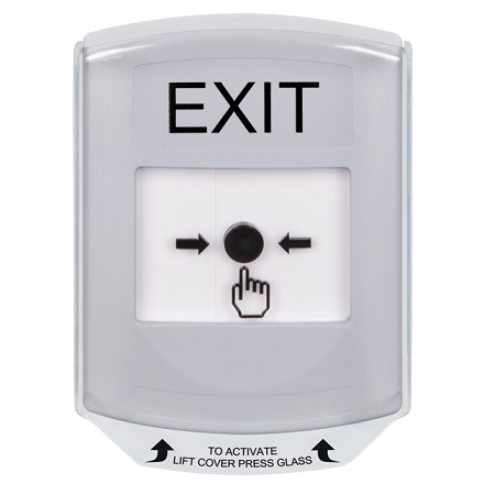 GLR321XT-EN STI White Indoor Only Shield Key-to-Reset Push Button with EXIT Label English