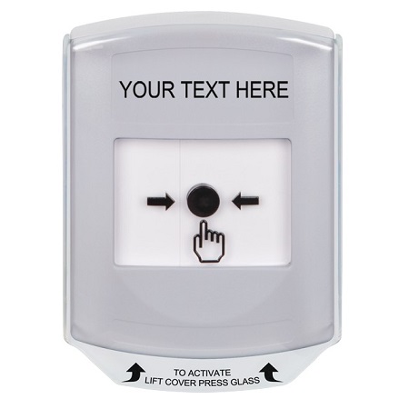 GLR321ZA-EN STI White Indoor Only Shield Key-to-Reset Push Button with Non-Returnable Custom Text Label English