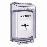 GLR331AB-ES STI White Indoor/Outdoor Low Profile Flush Mount Key-to-Reset Push Button with ABORT Label Spanish