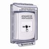 GLR331HV-ES STI White Indoor/Outdoor Low Profile Flush Mount Key-to-Reset Push Button with HVAC SHUT-DOWN Label Spanish