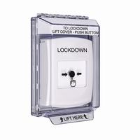 GLR331LD-EN STI White Indoor/Outdoor Low Profile Flush Mount Key-to-Reset Push Button with LOCKDOWN Label English