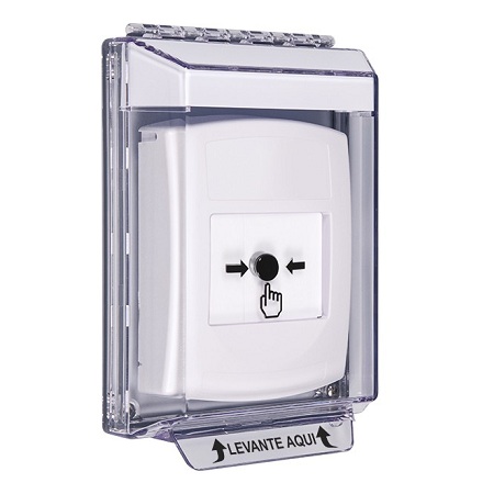 GLR331NT-ES STI White Indoor/Outdoor Low Profile Flush Mount Key-to-Reset Push Button with No Text Label Spanish