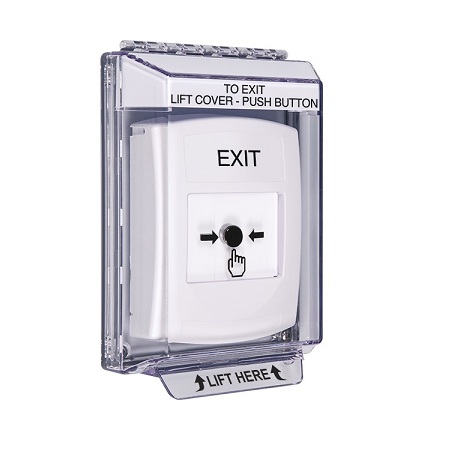 GLR331XT-EN STI White Indoor/Outdoor Low Profile Flush Mount Key-to-Reset Push Button with EXIT Label English