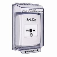 GLR331XT-ES STI White Indoor/Outdoor Low Profile Flush Mount Key-to-Reset Push Button with EXIT Label Spanish
