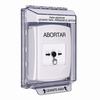GLR341AB-ES STI White Indoor/Outdoor Low Profile Flush Mount w/ Sound Key-to-Reset Push Button with ABORT Label Spanish
