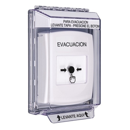 GLR341EV-ES STI White Indoor/Outdoor Low Profile Flush Mount w/ Sound Key-to-Reset Push Button with EVACUATION Label Spanish